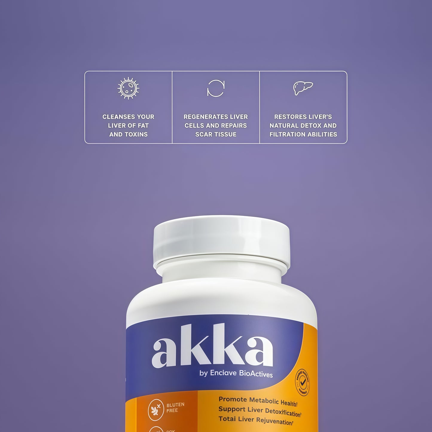 AKKA Akkermansia Probiotic, Liver Cleanse, Detox & Repair, Non-GMO, 60 Caps Liver health support for energy, digestion & metabolism with akkermansia muciniphila. Gluten-free.