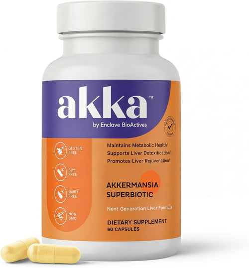 AKKA Akkermansia Probiotic, Liver Cleanse, Detox & Repair, Non-GMO, 60 Caps Liver health support for energy, digestion & metabolism with akkermansia muciniphila. Gluten-free.