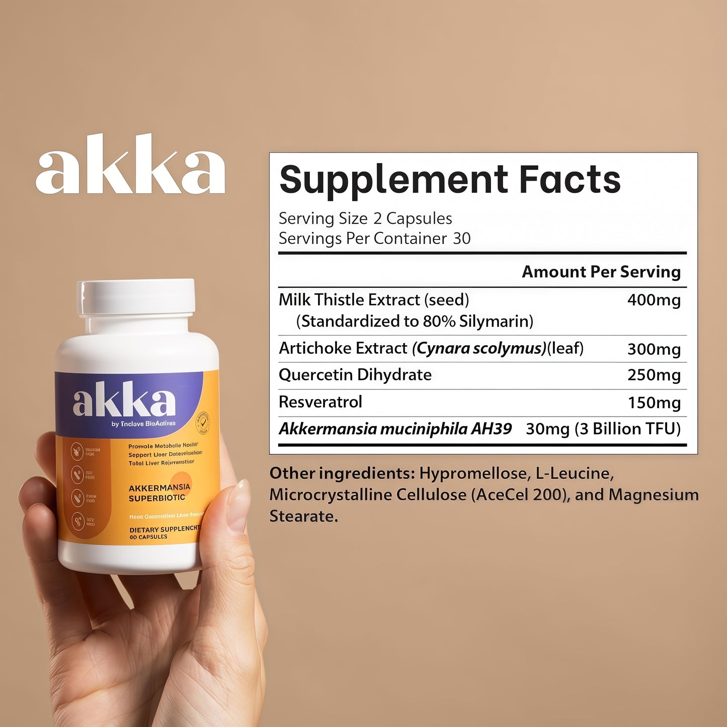 AKKA Akkermansia Probiotic, Liver Cleanse, Detox & Repair, Non-GMO, 60 Caps Liver health support for energy, digestion & metabolism with akkermansia muciniphila. Gluten-free.